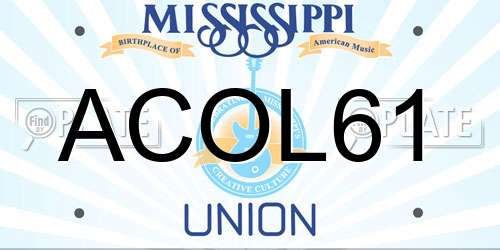 ACOL61 Mississippi License Plate