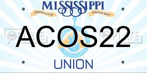 ACOS22 Mississippi License Plate