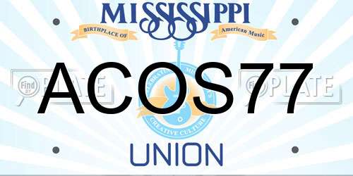 ACOS77 Mississippi License Plate