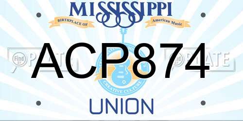 ACP874 Mississippi License Plate