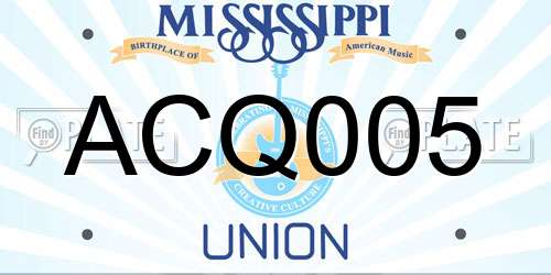 ACQ005 Mississippi License Plate