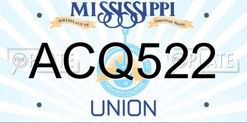 ACQ522 Mississippi License Plate
