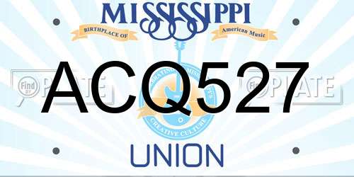 ACQ527 Mississippi License Plate