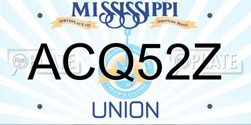 ACQ52Z Mississippi License Plate