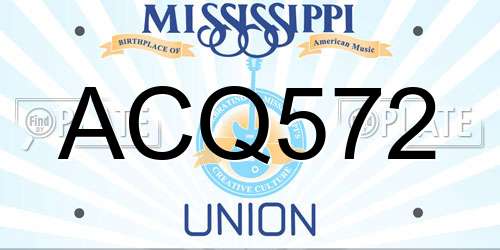 ACQ572 Mississippi License Plate