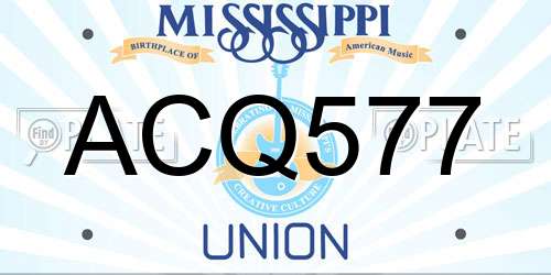 ACQ577 Mississippi License Plate