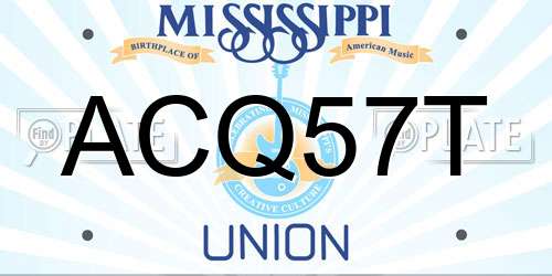 ACQ57T Mississippi License Plate