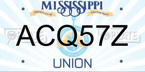 ACQ57Z Mississippi License Plate
