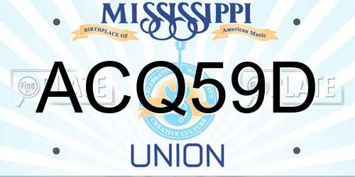 ACQ59D Mississippi License Plate