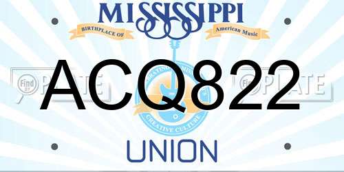 ACQ822 Mississippi License Plate