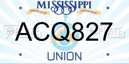 ACQ827 Mississippi License Plate