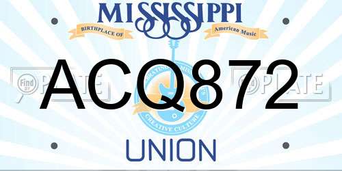 ACQ872 Mississippi License Plate