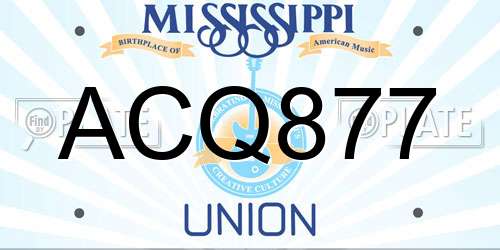 ACQ877 Mississippi License Plate