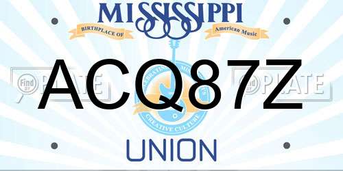 ACQ87Z Mississippi License Plate