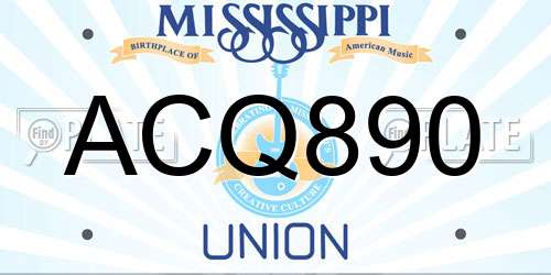 ACQ890 Mississippi License Plate