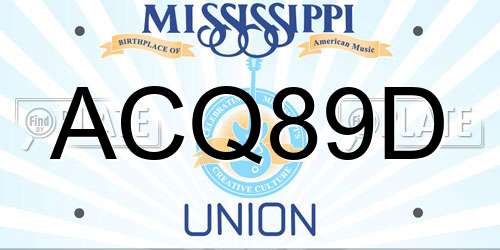 ACQ89D Mississippi License Plate