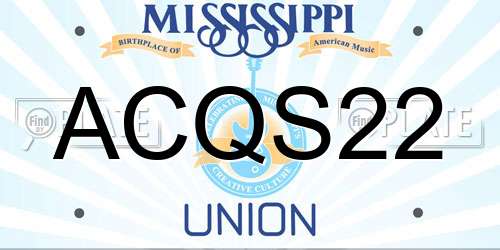 ACQS22 Mississippi License Plate