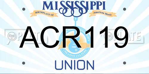 ACR119 Mississippi License Plate