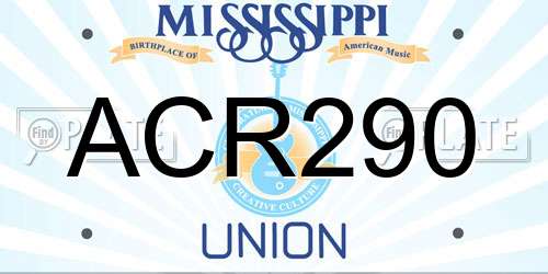 ACR290 Mississippi License Plate
