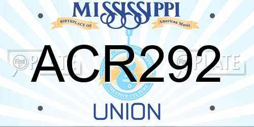ACR292 Mississippi License Plate