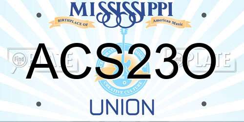 ACS23O Mississippi License Plate