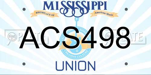 ACS498 Mississippi License Plate