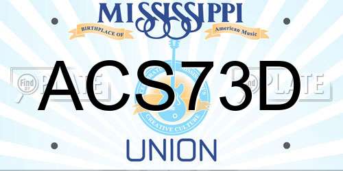 ACS73D Mississippi License Plate