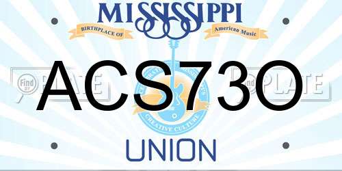 ACS73O Mississippi License Plate