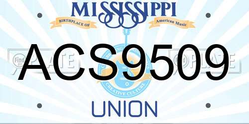 ACS9509 Mississippi License Plate