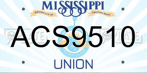ACS9510 Mississippi License Plate