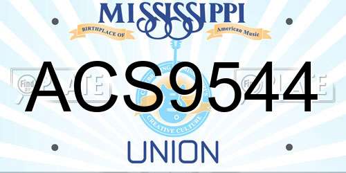 ACS9544 Mississippi License Plate
