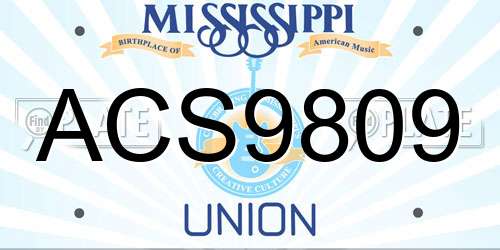 ACS9809 Mississippi License Plate