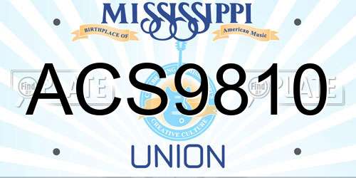 ACS9810 Mississippi License Plate