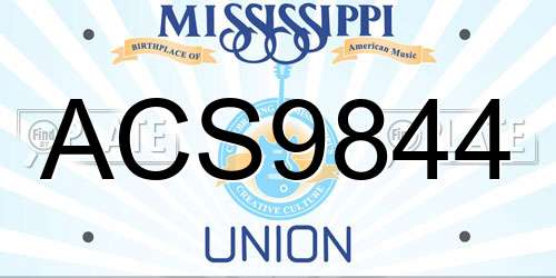ACS9844 Mississippi License Plate