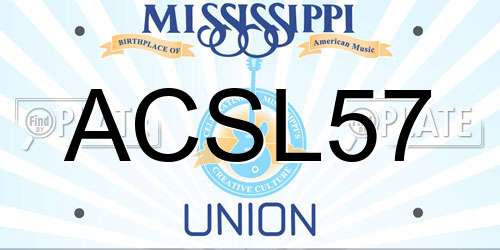 ACSL57 Mississippi License Plate