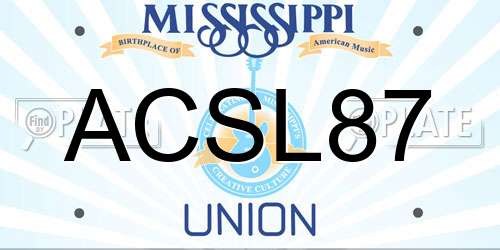 ACSL87 Mississippi License Plate