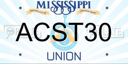 ACST30 Mississippi License Plate