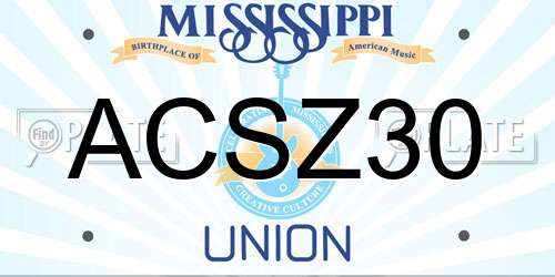 ACSZ30 Mississippi License Plate