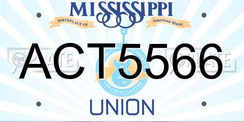 ACT5566 Mississippi License Plate