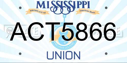 ACT5866 Mississippi License Plate