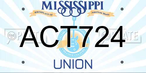 ACT724 Mississippi License Plate