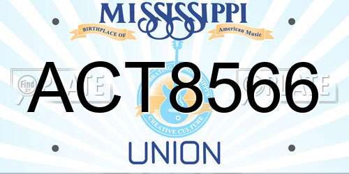 ACT8566 Mississippi License Plate