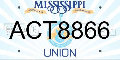 ACT8866 Mississippi License Plate
