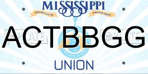 ACTBBGG Mississippi License Plate