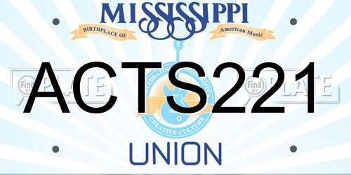 ACTS221 Mississippi License Plate