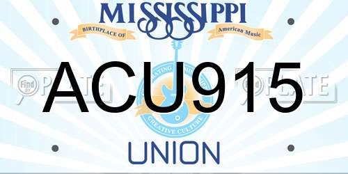 ACU915 Mississippi License Plate