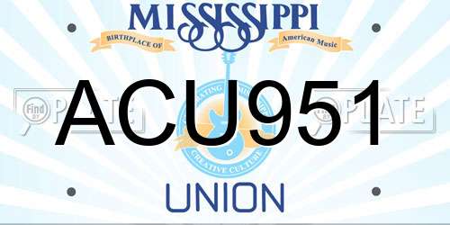 ACU951 Mississippi License Plate