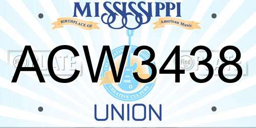 ACW3438 Mississippi License Plate