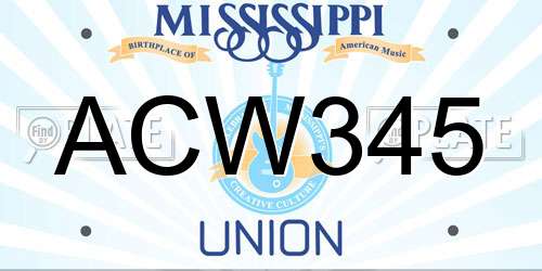 ACW345 Mississippi License Plate