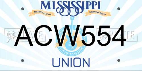 ACW554 Mississippi License Plate